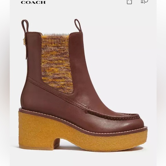 Coach DELANEY Bootie Women's Brown Ankle Boots Size 7.5 - Picture 1 of 5